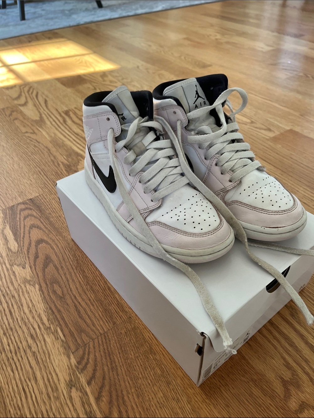 Nike Air Jordan 1 Mid - Light Violet, White, Black Women's Sneakers